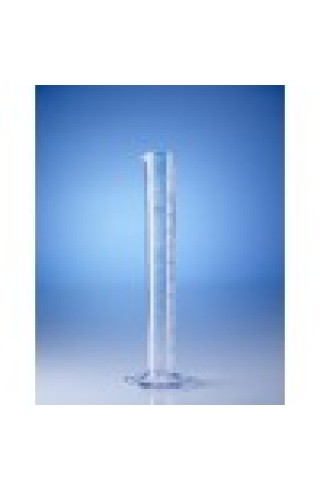 Цилиндр мерный высокий прозрачный, 50 мл, с 6-гранным основанием, пластиковый SAN, класс B, с рельефной градуировкой (64891) (Vitlab)
